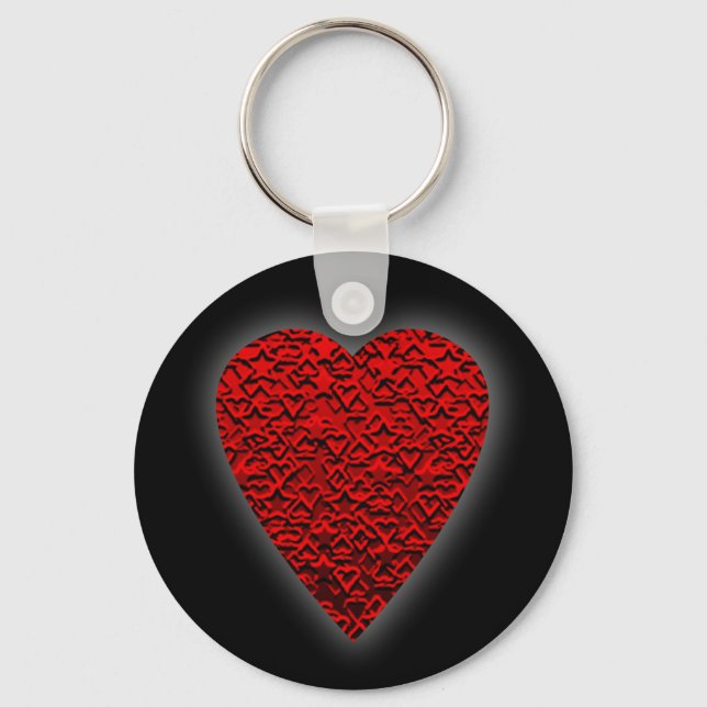 Bright Red Heart Picture. Keychain (Front)