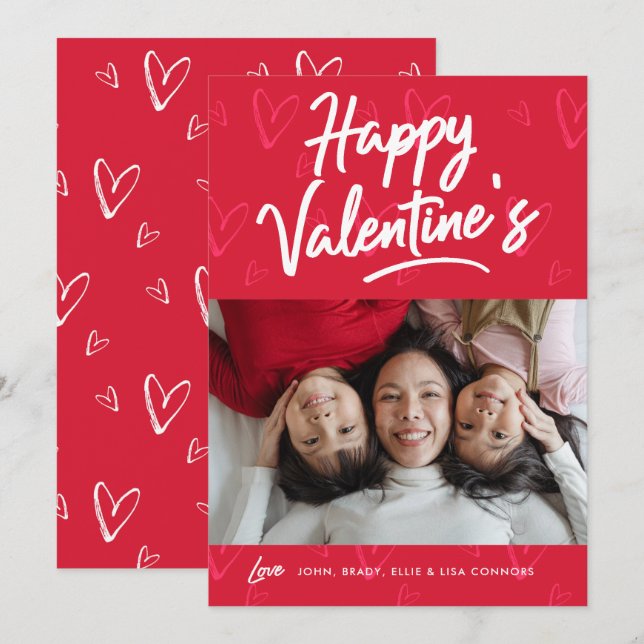 Bright Red Hearts Saint Valentin Carte photo (Devant / Derrière)
