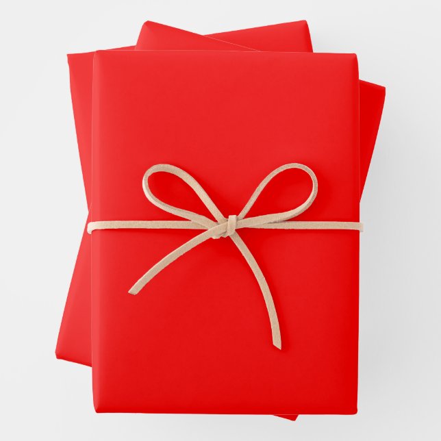 Bright Red Hot Classic All-Occasion Solid Colour  Wrapping Paper Sheet (In situ)