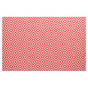 Bright Red Ikat Diamond Squares Mosaic Art Pattern Fabric