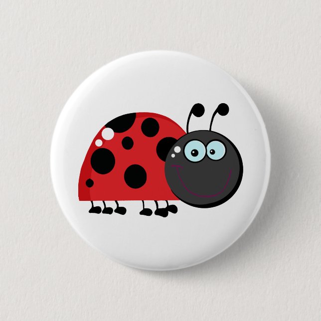 Bright Red Lady Bug 2 Inch Round Button (Front)