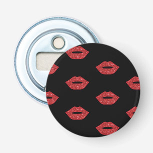 Bright Red Lips Glitter Kisses Elegant Feminine Bottle Opener