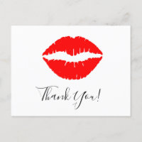 Bright Red Lipstick Kiss Thank You