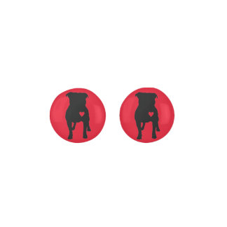 Bright Red Love A Bull Pitbull Dog Lover Earrings