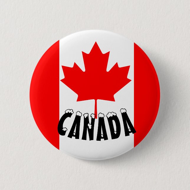 Bright Red Maple Leaf Canada Flag 2 Inch Round Button (Front)