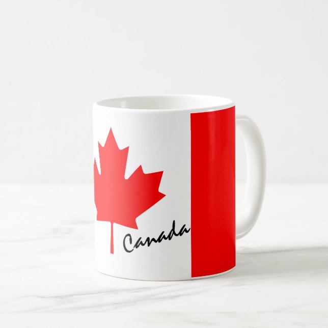 Bright Red Maple Leaf Canada Flag Coffee Mug (Front Right)