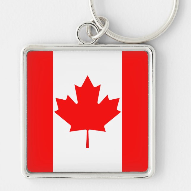 Bright Red Maple Leaf Canada Flag Keychain (Front)