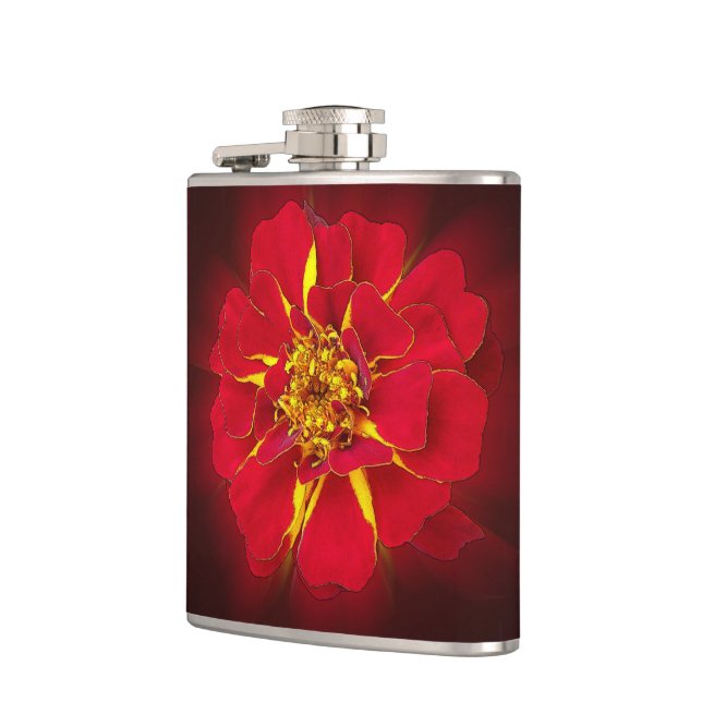 bright red marigold hip flask (Left)
