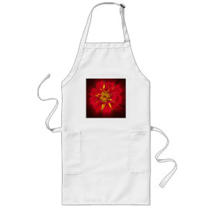 bright red marigold long apron