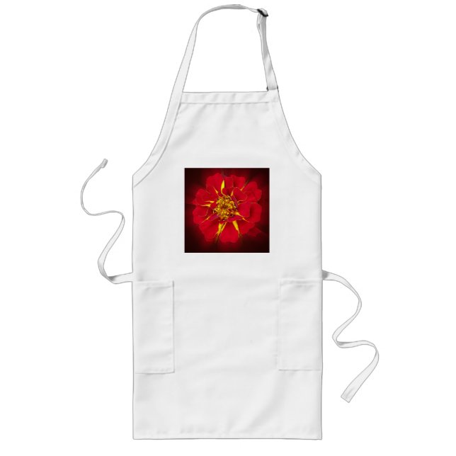 bright red marigold long apron (Front)
