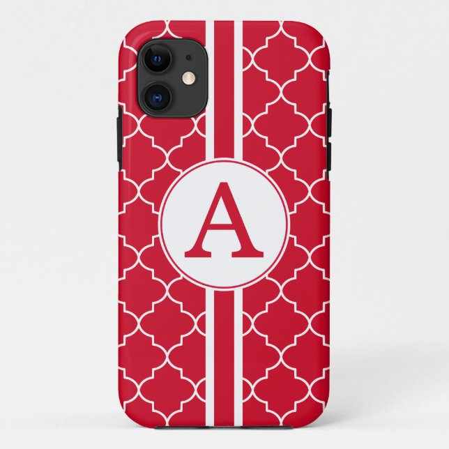 Bright Red Monogram iPhone 5 Case (Back)