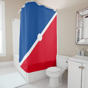 Bright Red Navy Blue White Diagonal Colour Block