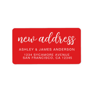 Bright Red New Address Announcement Seal Label