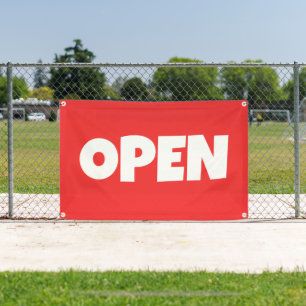 Bright Red OPEN Banner