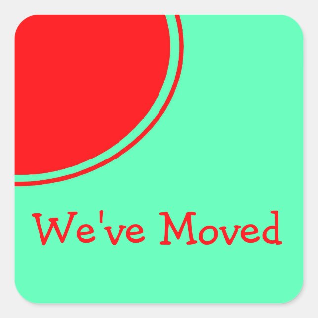 Bright red orange green Moving Announcement Square Sticker (Front)