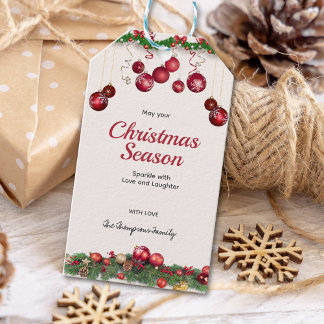 Bright Red Ornaments Modern Christmas Gift Tags