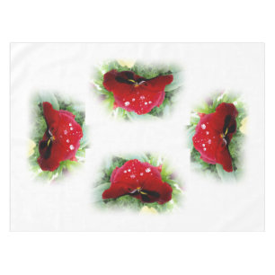 Bright red pansy tablecloth