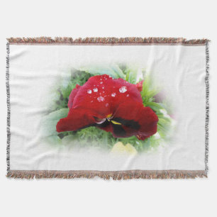 Bright red pansy throw blanket