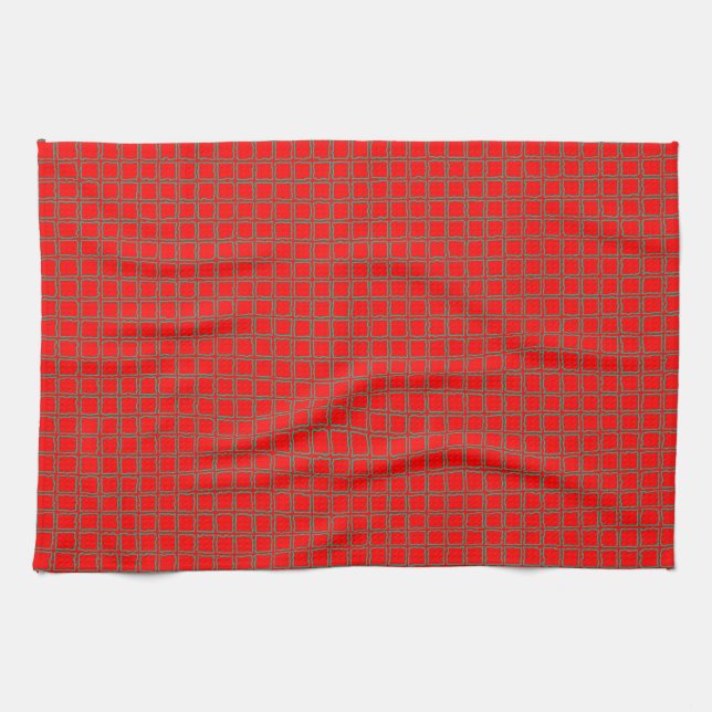 Bright Red Pattern Trendy Kitchen Towel (Horizontal)