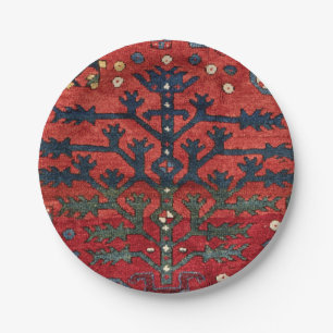 Bright Red Persian III Geometric Shapes  Paper Plate