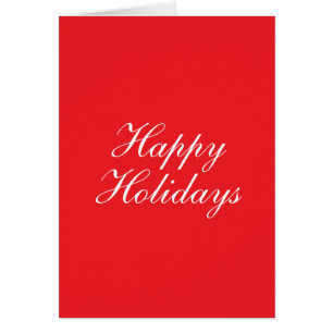 Bright Red Plain Elegant Happy Holidays Card