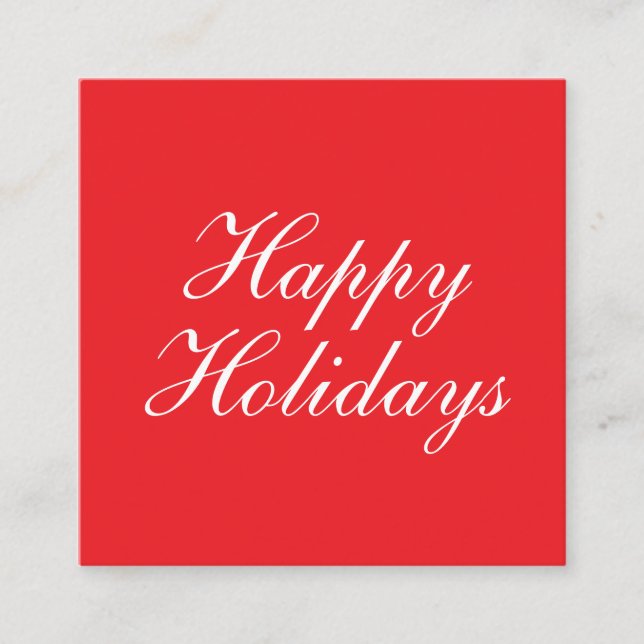 Bright Red Plain Elegant Happy Holidays Card (Front)