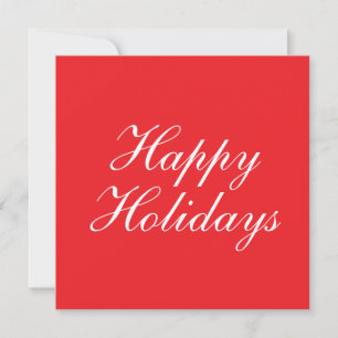 Bright Red Plain Elegant Happy Holidays Message Holiday Card