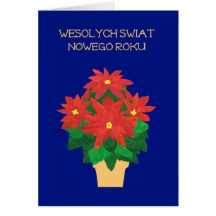 Bright Red Poinsettias Polonais Salutation en lang