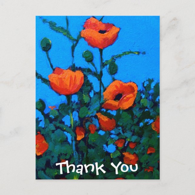 BRIGHT RED POPPIES POSTCARD (Front)