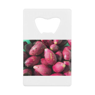 Bright Red Prickly Pear Cactus Fruit Credit Card Bottle Opener