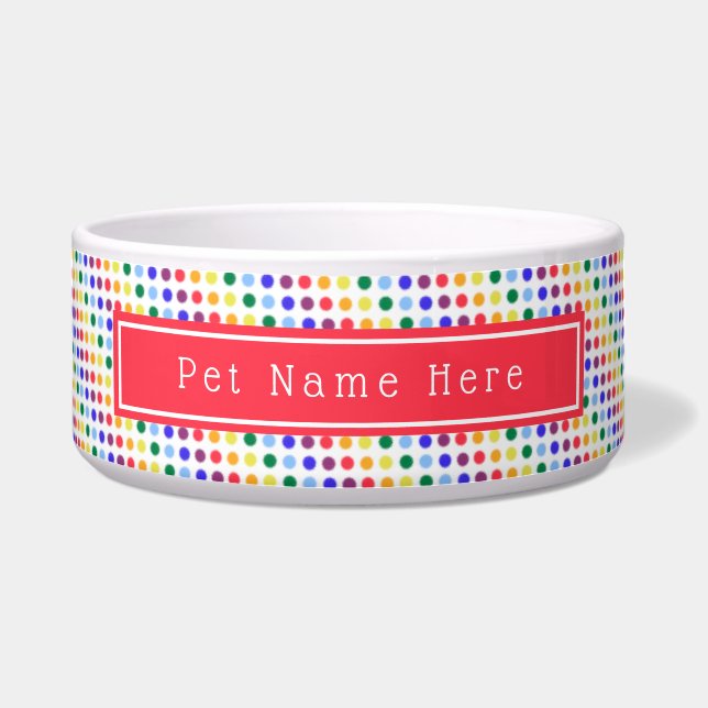 Bright Red Rainbow Polka Dots Personalized (Front)
