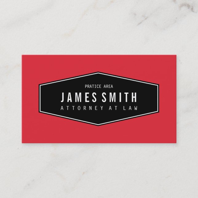 Bright Red Retro Elegant Attorney Business Card (Front)