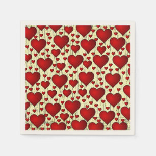Bright Red Romantic Hearts Pattern Napkin