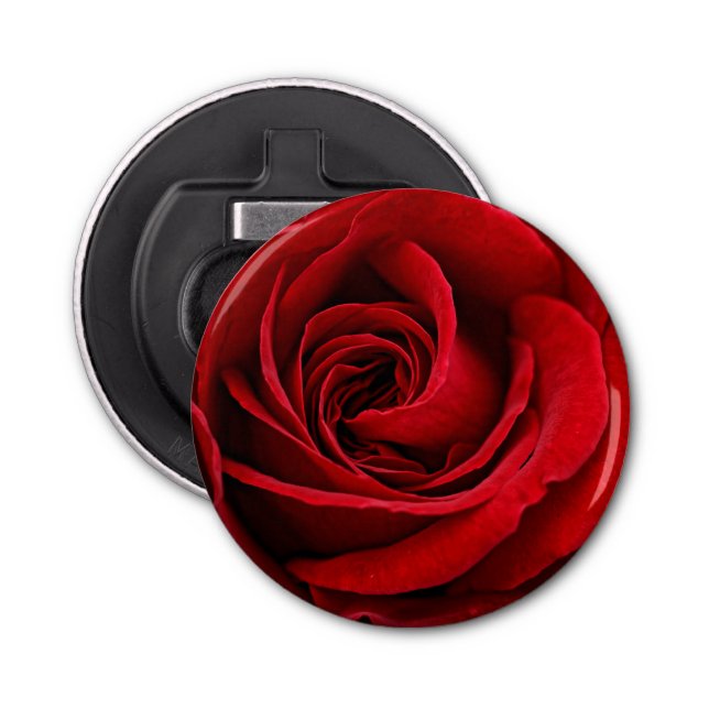 Bright Red Rose Close Up Bottle Opener (Front)