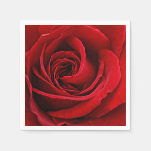 Bright Red Rose Close Up Napkin