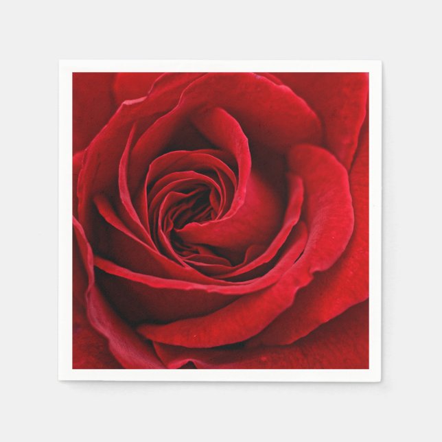 Bright Red Rose Close Up Napkin (Front)