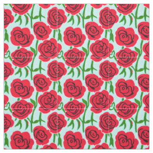 Bright Red Rose Fabric