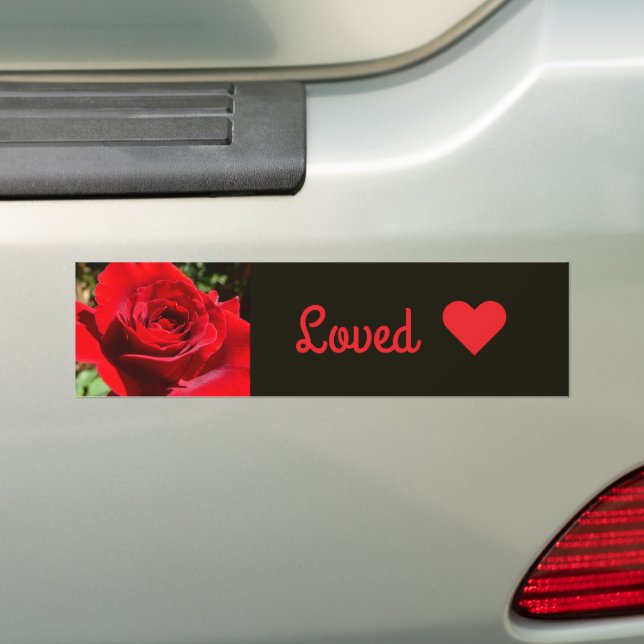 Bright Red Rose Flower Beautiful Floral Bumper Sticker (On Car)