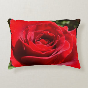 Bright Red Rose Flower Beautiful Floral Decorative Pillow