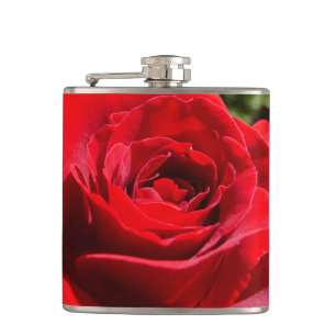 Bright Red Rose Flower Beautiful Floral Hip Flask