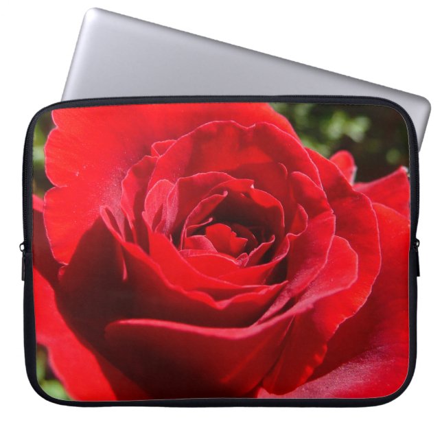Bright Red Rose Flower Beautiful Floral Laptop Sleeve (Front)