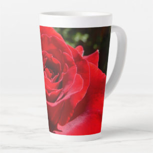 Bright Red Rose Flower Beautiful Floral Latte Mug