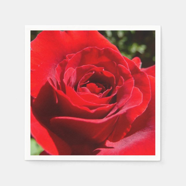 Bright Red Rose Flower Beautiful Floral Napkin (Front)