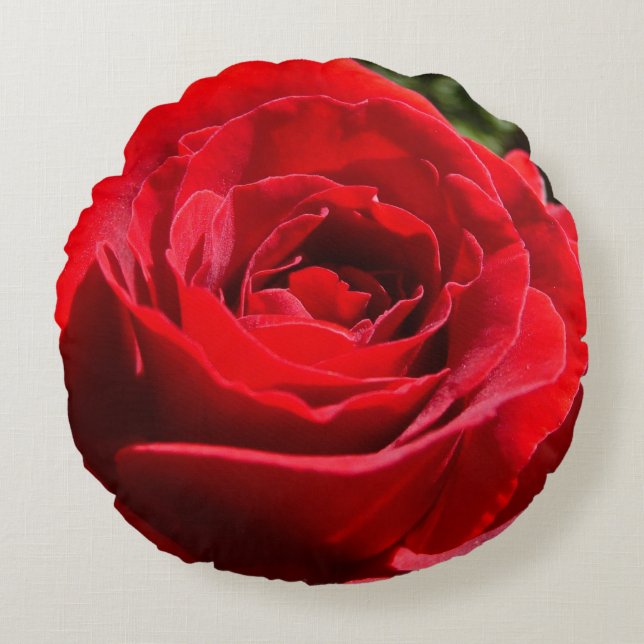 Bright Red Rose Flower Beautiful Floral Round Pillow (Front)