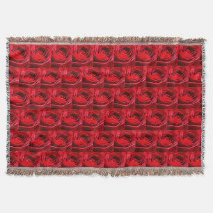 Bright Red Rose Flower Beautiful Floral Throw Blanket