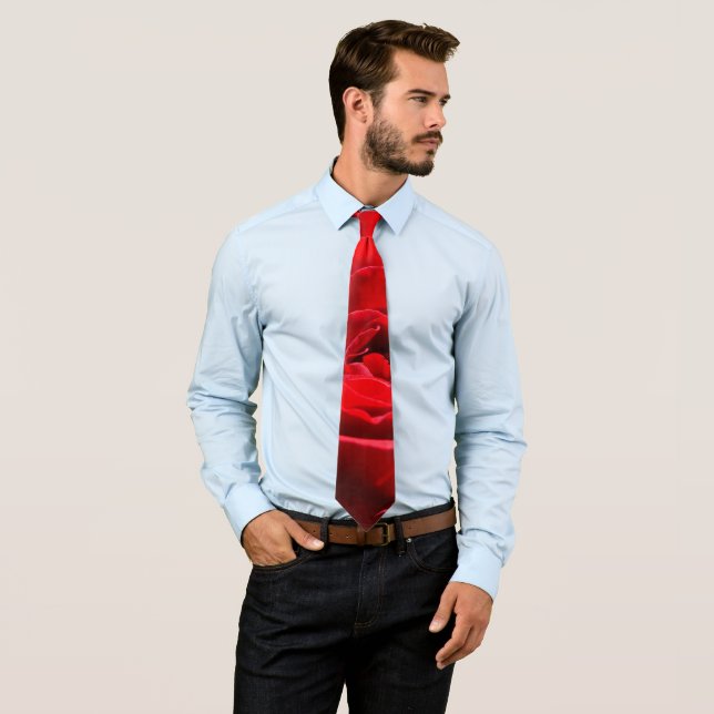Bright Red Rose Flower Beautiful Floral Tie (In Situ)