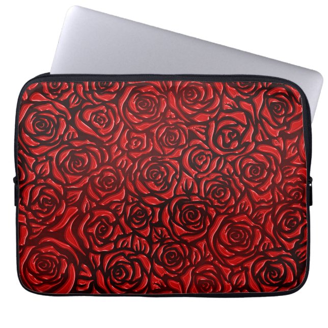 Bright Red Rose Pattern Laptop Sleeve (Front)