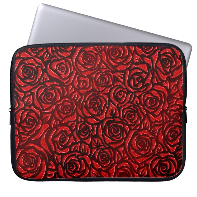 Bright Red Rose Pattern Laptop Sleeve (Front)