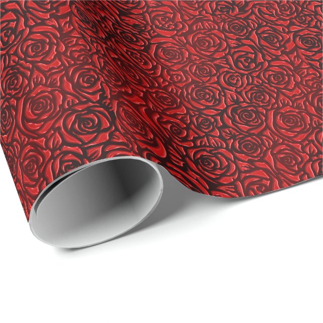 Bright Red Rose Pattern Wrapping Paper (Roll Corner)
