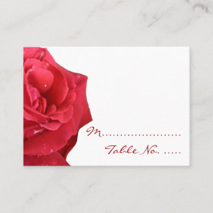 Bright Red Rose Wedding Place Cards